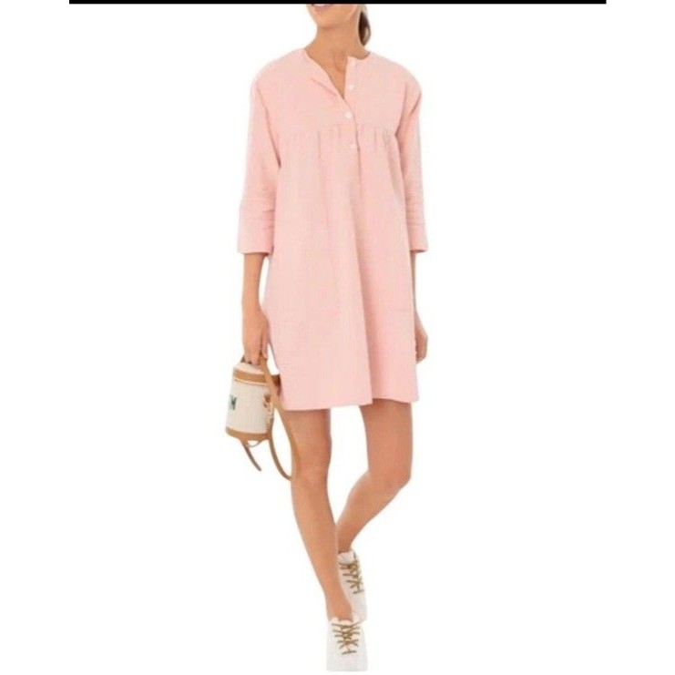 Tuckernuck Pomander Place Mini Dress Peach Fallon Textured Xs Cotton Linen Euc